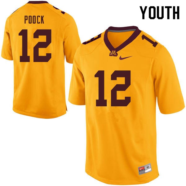 Youth #12 Cody Poock Minnesota Golden Gophers College Football Jerseys Sale-Gold